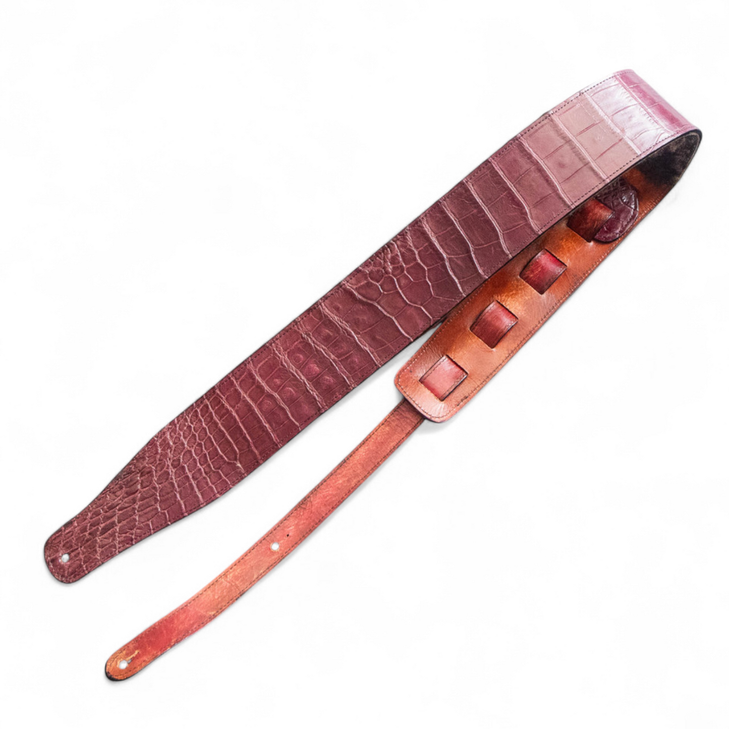 Burgundy Alligator Guitar Strap - 3" Wide