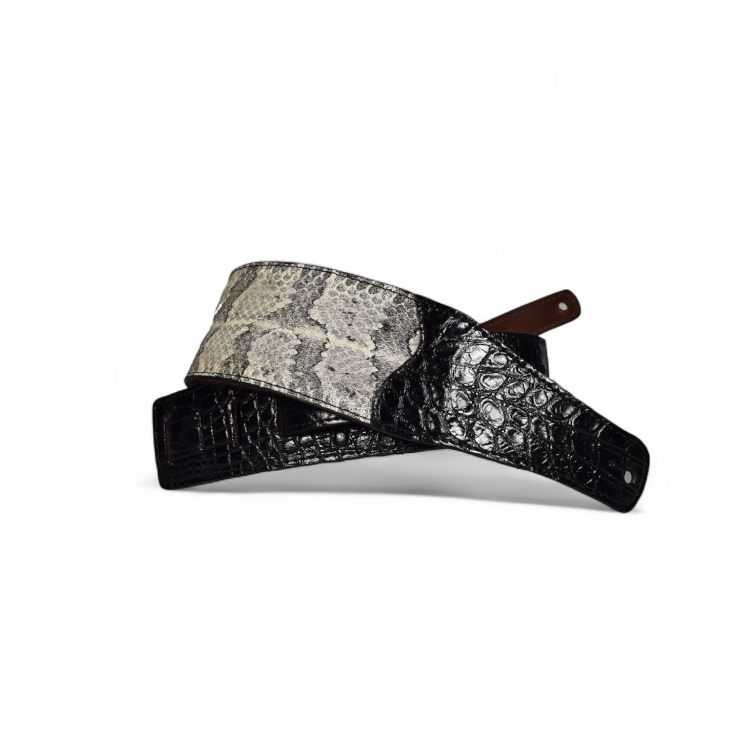 Black Rattlesnake & Alligator Guitar Strap - 3" Wide