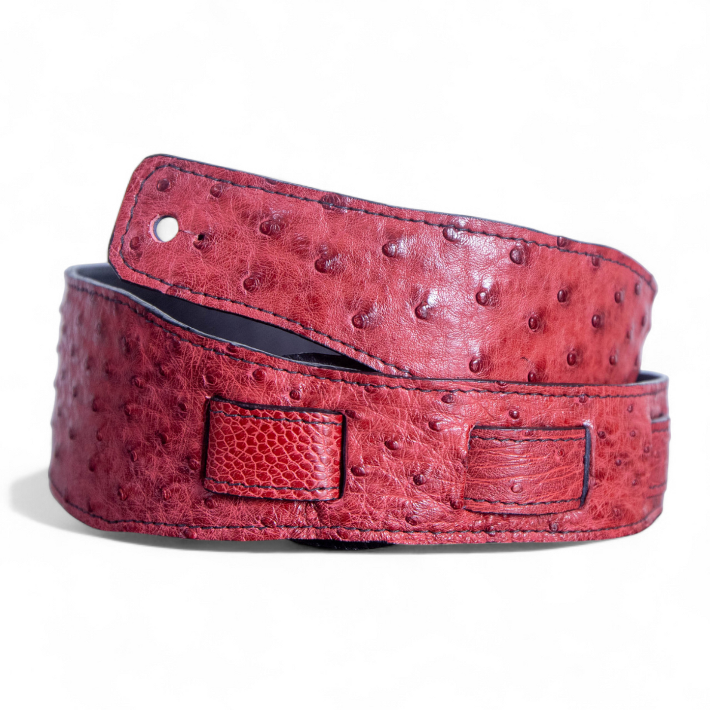 Red Ostrich Guitar Strap - 3″ Wide