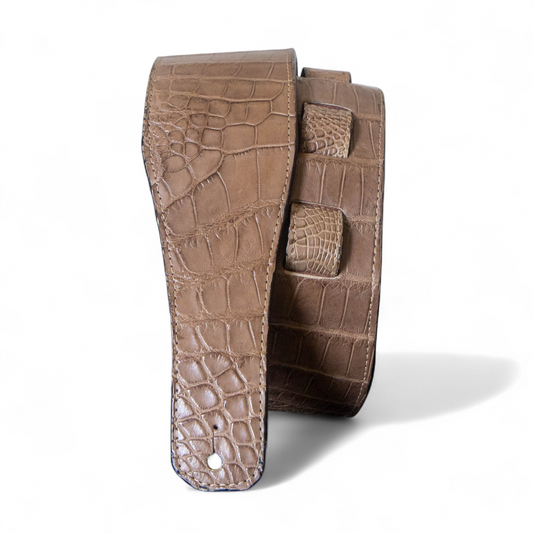Tobacco Alligator Guitar Strap - 3" Wide