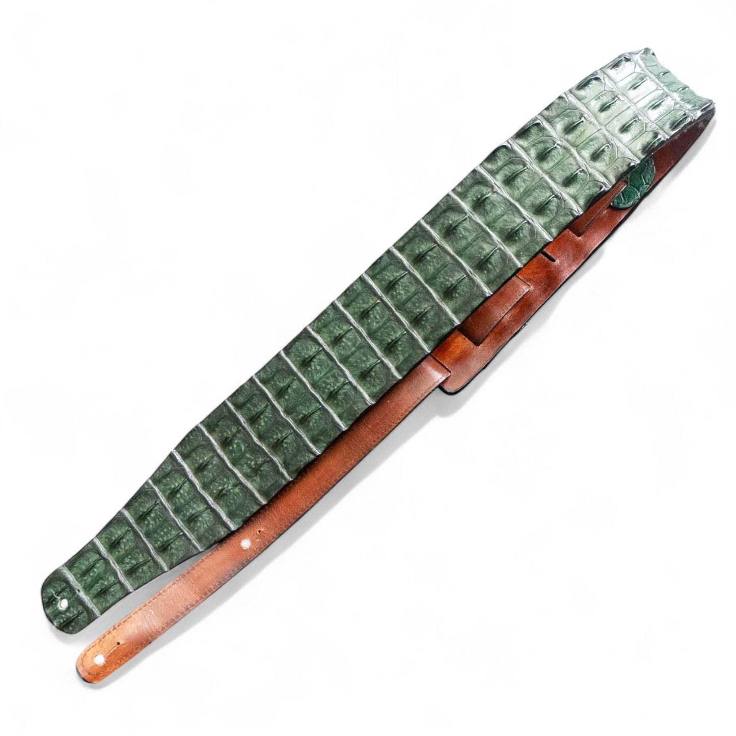 Forest Green Hornback Alligator Guitar Strap - 3" Wide