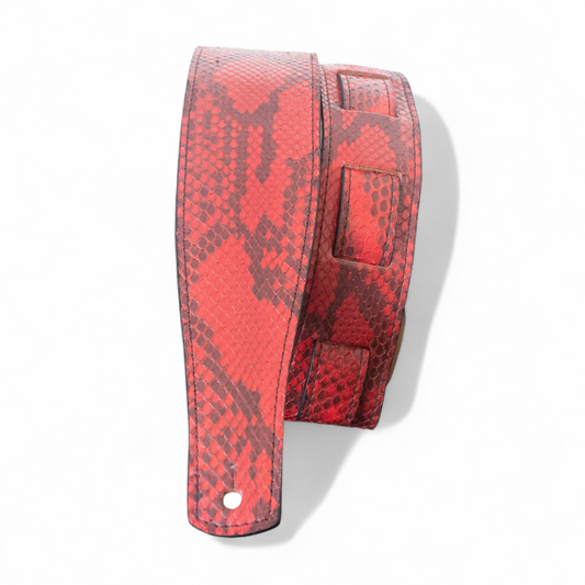 Fire Red Python Guitar Strap - 2.5" Wide