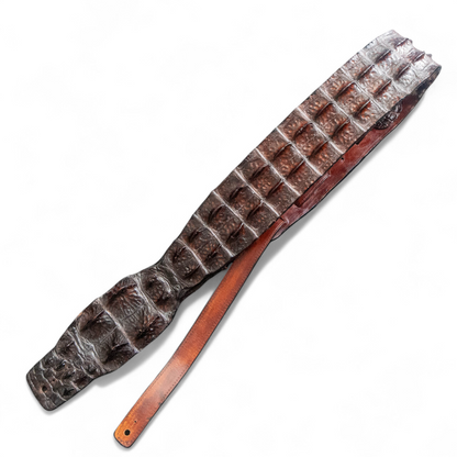 Deep Brown Hornback Alligator Guitar Strap - 3" Wide