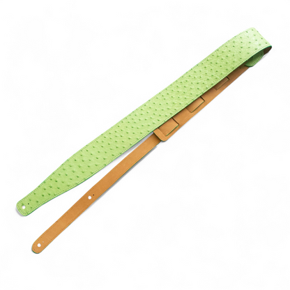Lime Green Ostrich Guitar Strap - 2.5" Wide