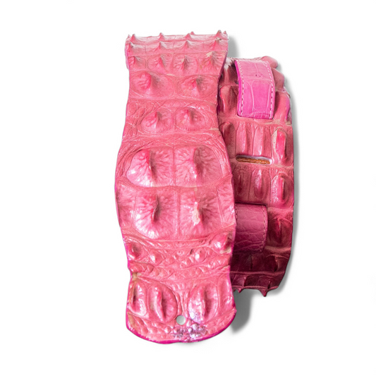 Pink Hornback Alligator Guitar Strap - 3" Wide