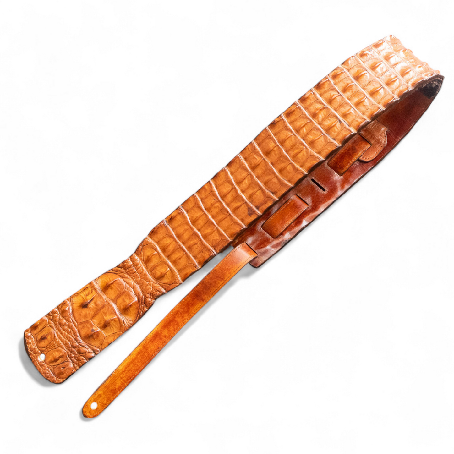 Whiskey Hornback Alligator Guitar Strap - 3" Wide