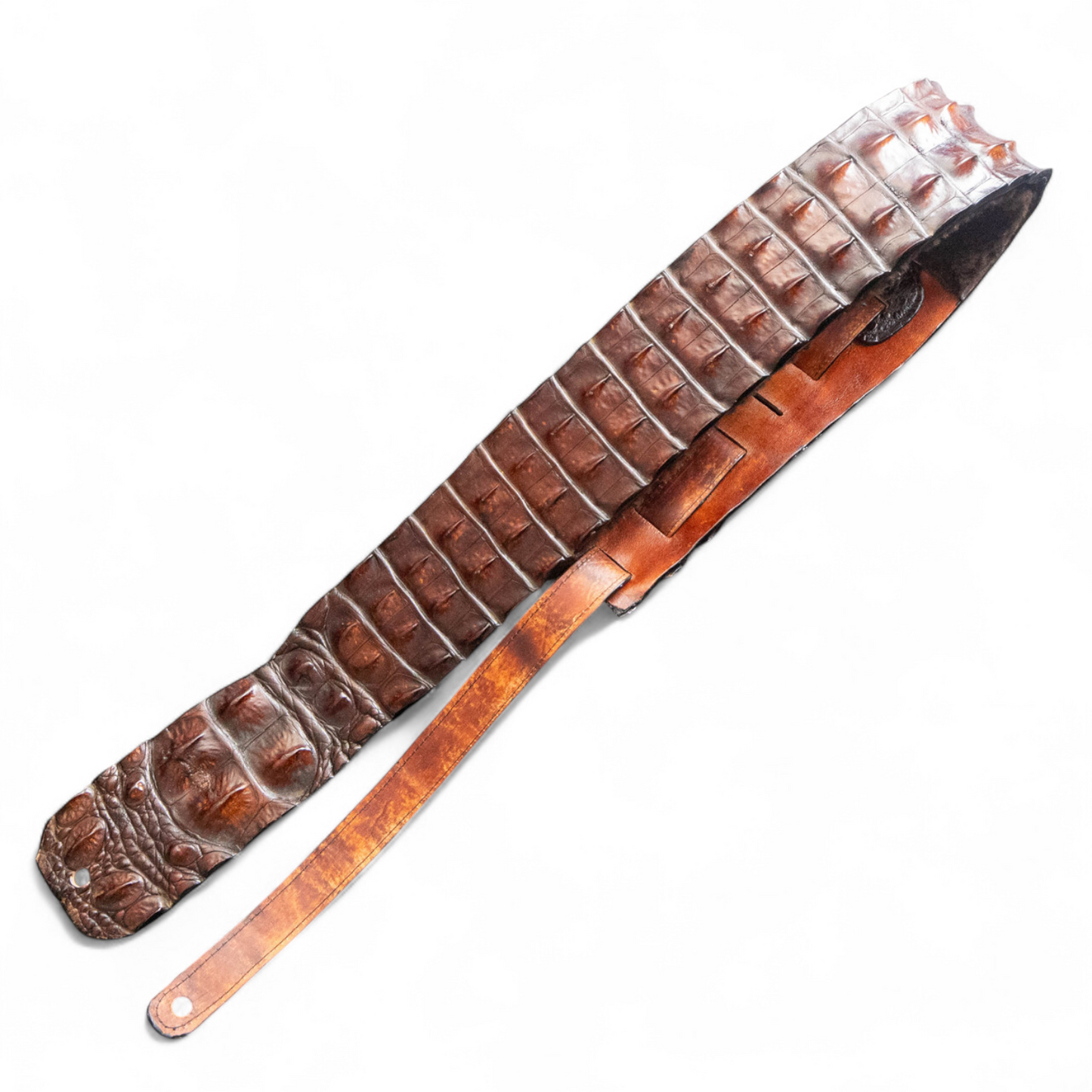 Brown Hornback Alligator Guitar Strap - 3" Wide