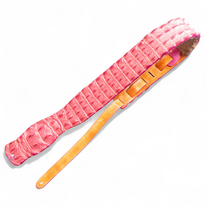 Pink Hornback Alligator Guitar Strap - 3" Wide
