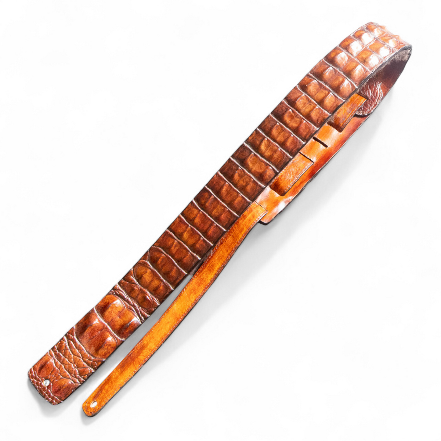 Cognac Hornback Alligator Guitar Strap - 2.5" Wide
