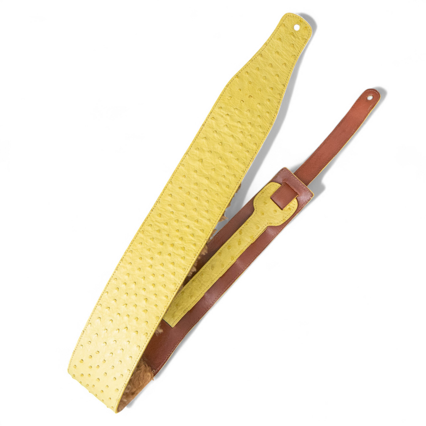 Yellow Ostrich Guitar Strap - 3" Wide
