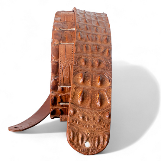 Tan Hornback Alligator Guitar Strap - 2.5" Wide