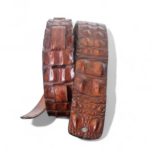 Cognac Hornback Alligator Guitar Strap - 2.5" Wide