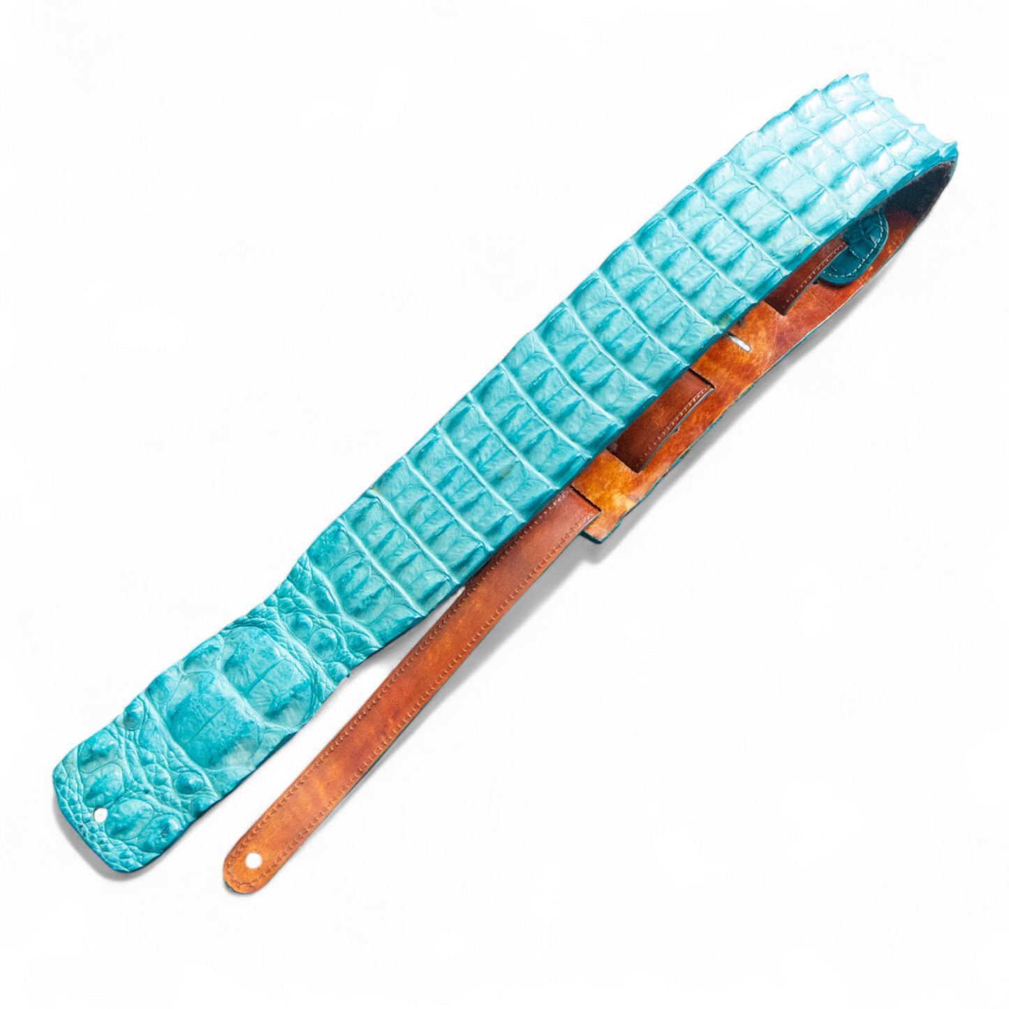 Turquoise Hornback Alligator Guitar Strap - 3" Wide