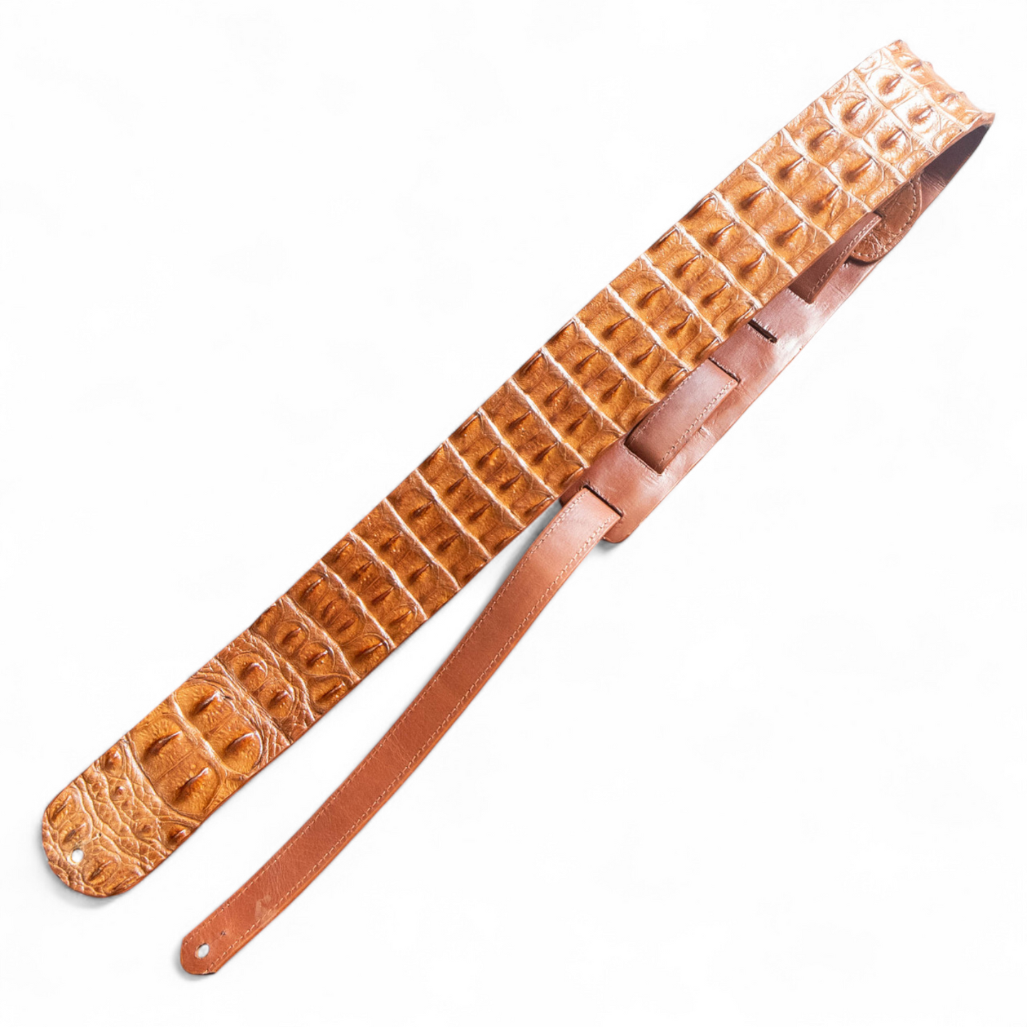 Tan Hornback Alligator Guitar Strap - 2.5" Wide