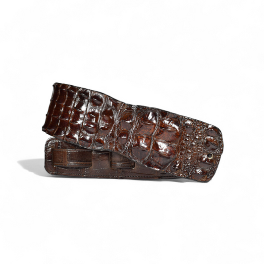 Dark Brown Hornback Alligator Guitar Strap - 3" Wide