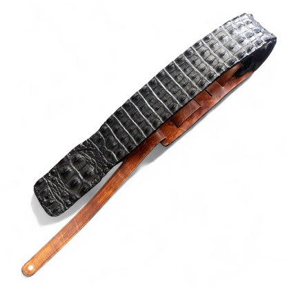 Black Hornback Alligator Guitar Strap - 3" Wide