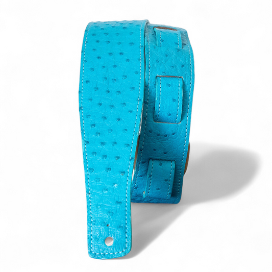 Turquoise Ostrich Guitar Strap - 2.5" Wide